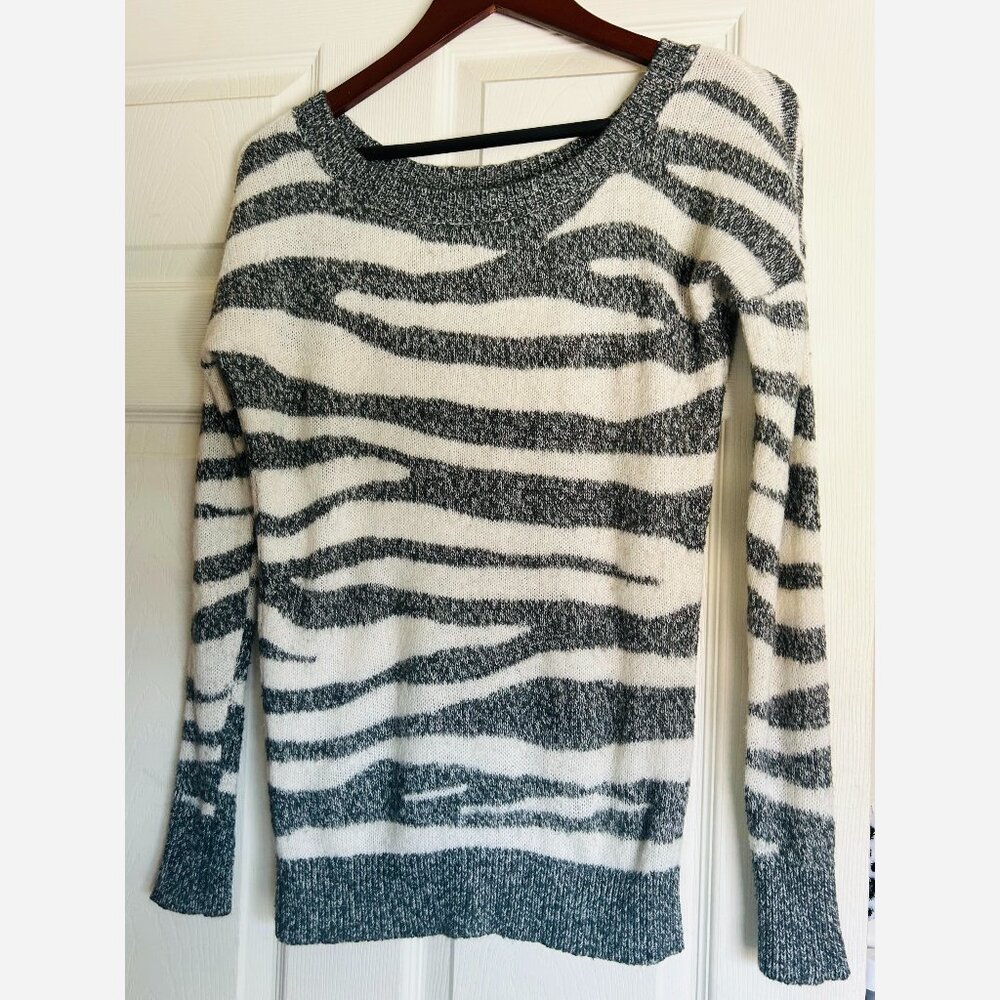 Express Zebra Print Crew Neck Sweater